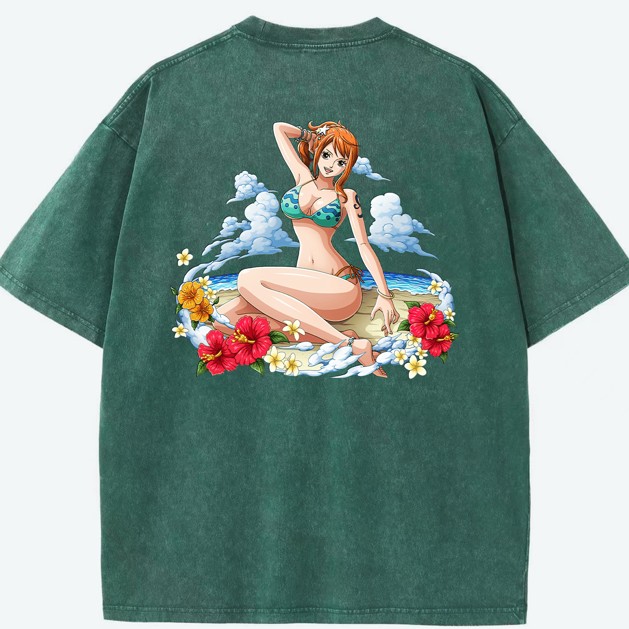 ワンピース ナミ ONE PIECE Nami 綿100% ヴィンテージ風 半袖Tシャツ（背面プリント）